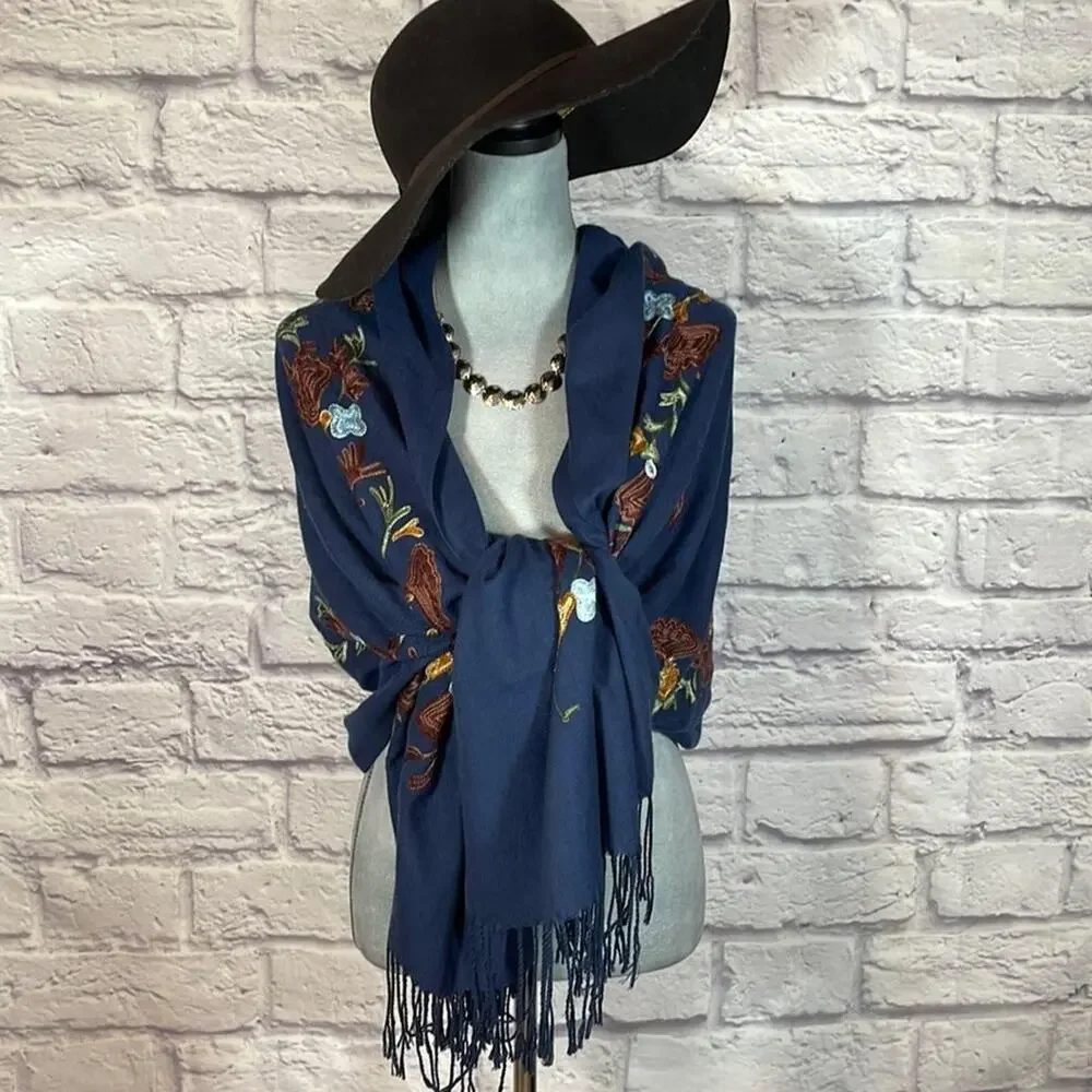 NWT World Market Super Soft Boho Embroidered Scarf